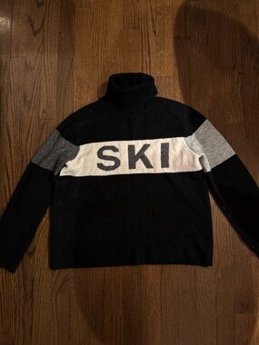 Black Turtleneck 'SKI' Sweater